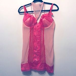 NWOT blush & hot pink sexy lace garment & g string